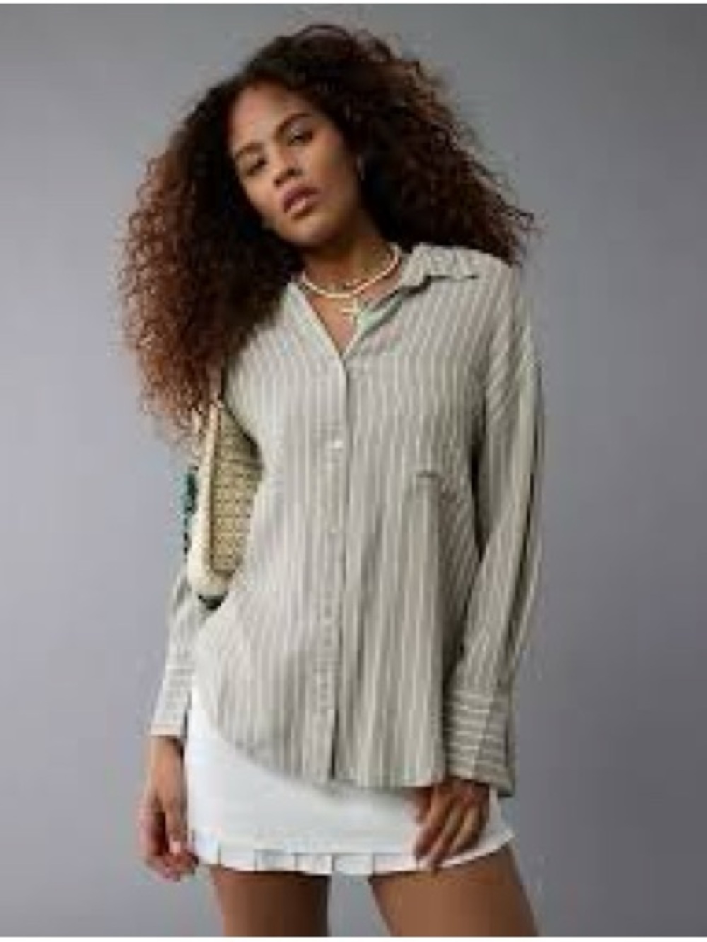 NWT American Eagle Striped Tie Back Button up